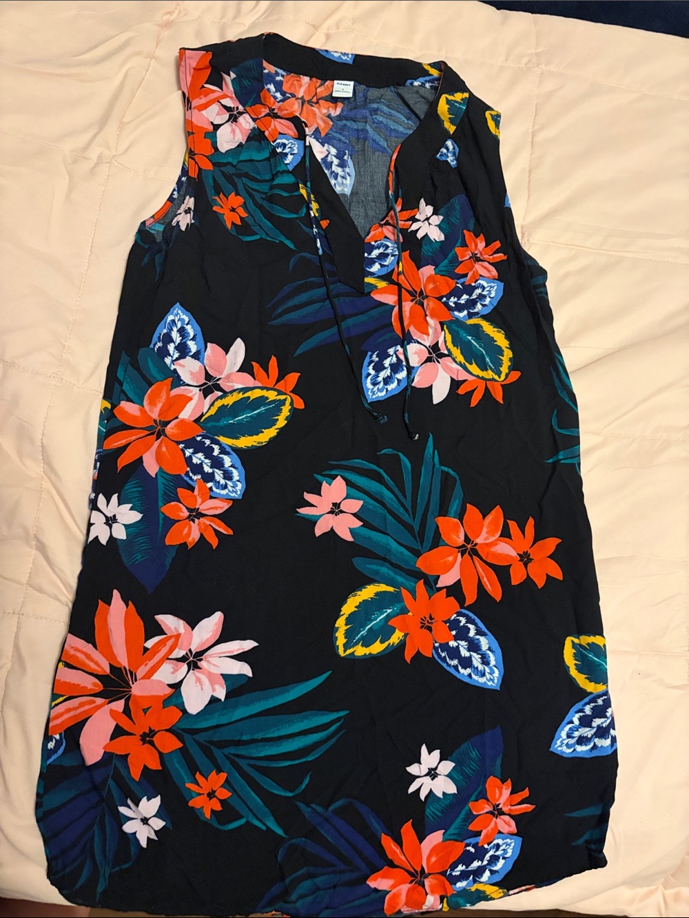 Old Navy Black Tropical Floral Sleeveless dress